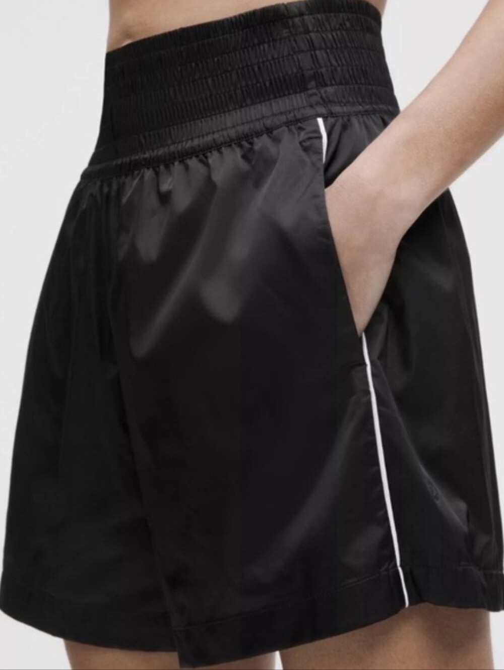 Lululemon Athletica Black Nylon Satin Super High 5" Shorts